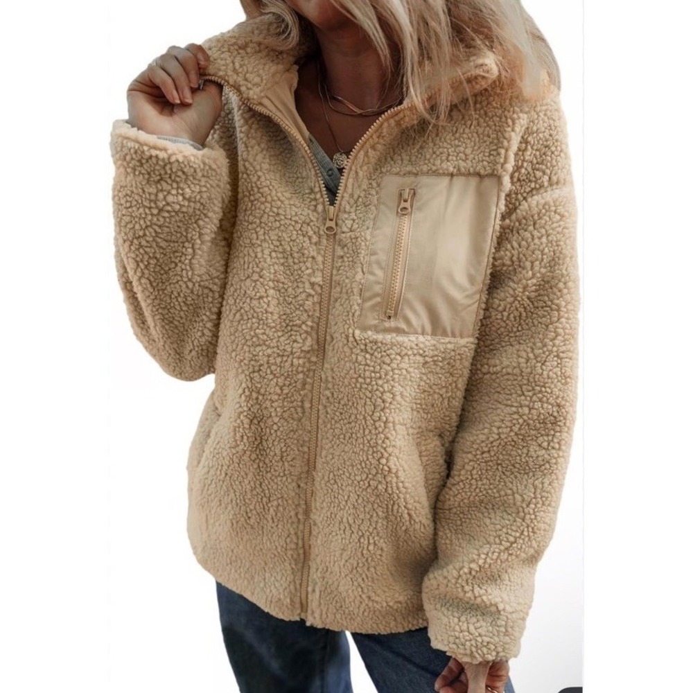 Women's Tan Sherpa Jacket